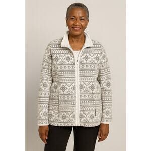 Karen Scott Super Soft Snowflake Zipped Jacket - Large